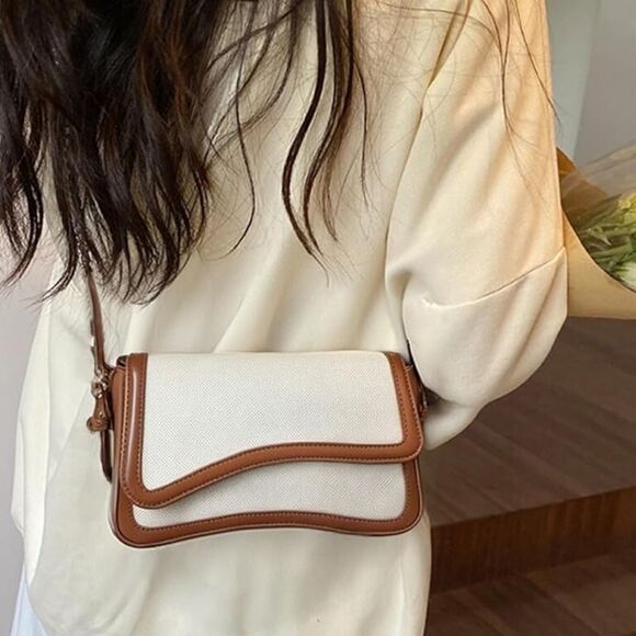 Women Brown And Beige Casual Leather Waterproof Lightweight Hobo Handbag - Picture 4 of 4